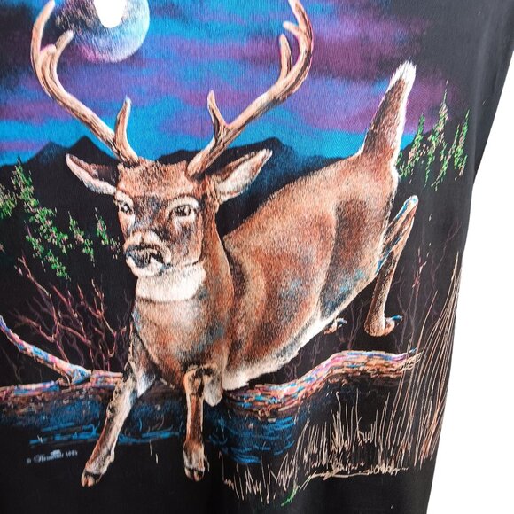 XL Vintage Single Stitch T-shirt 1994 Hazelwoods Deer NWOT NEW Deadstock Nature - Picture 1 of 9